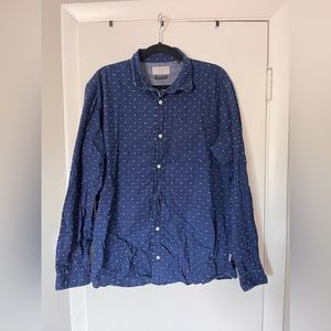 Jack and Jones Mens Button Down Blue XL